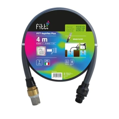 Imagen de FITT ASPIRFLEX PLUS 4 m Manguera para Aspiración del Agua, Conexión a Bombas, con Filtro de Latón, Gris