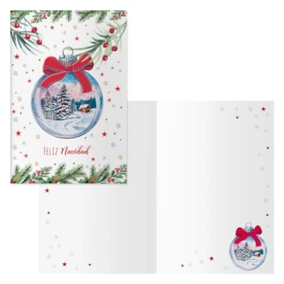 Imagen de DOHE Tarjetas de Felicitación Navidad Pack 6 unidades Tamaño: 11,5x17 cm (cerrada) Incluye sobre para guardar la tarjeta Modelo Lazo