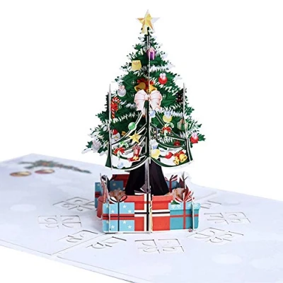 Imagen de Tarjeta de Navidad emergente 3D, felicitación con diseño árbol Tarjetas 3D para Año nuevo