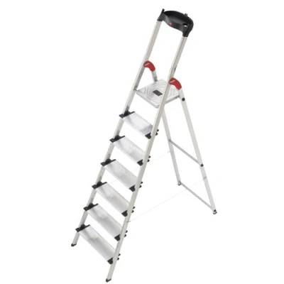 Imagen de Hailo 5_8817 001 Escalera de Tijera Aluminio Ancho XXL EasyClix (7 peldaños), Gris