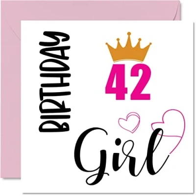 Imagen de Tarjeta de cumpleaños número 42 para mujeres, niña, tarjetas feliz mujer años, mamá, hermana, tía, prima, amiga, sobrina, 145 mm x mm, cuarenta y dos