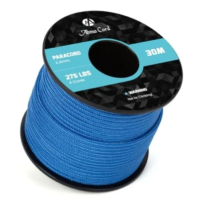 Imagen de Abma Cord 30M Paracord 275 Cuerda de Nylon 2,4 mm Paracaídas 4 Hebras para Exteriores Supervivencia Todo Uso MAX. 125kg (275lbs) Azul Oscuro
