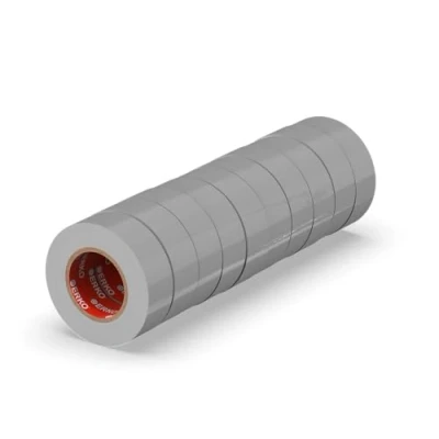 Imagen de ERKO Cinta aislante 15mm x 10m gris 10 piezas, adhesiva para instalaciones eléctricas PVC, aislar y reparar cables eléctricos, extrafuerte, agrupar