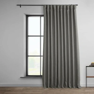 Imagen de HPD Half Price Drapes BOCH LN185 P Cortina de oscurecimiento sintético extranchas lino lujo para dormitorio y sala estar (1 panel), 100 pulgadas ancho x 96 largo, gris blazer