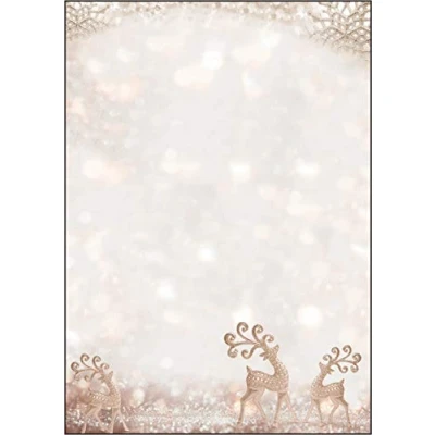 Imagen de SIGEL DP228 Papel navideño, adornos navideños, 21 x 29,7 cm, 90 g/m2, blanca y oro rosa, 100 hojas