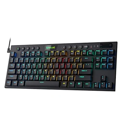 Imagen de Redragon teclado mecánico K622 Horus TKL RGB, para juegos con cable de diseño ultrafino teclas perfil bajo, control multimedia dedicado e interruptor rojo lineal, compatible