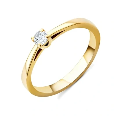 Imagen de Orovi Anillo de compromiso oro amarillo 14 quilates (585) y diamantes 0,1 para mujer, hecho a mano en Italia, Oro, Diamante