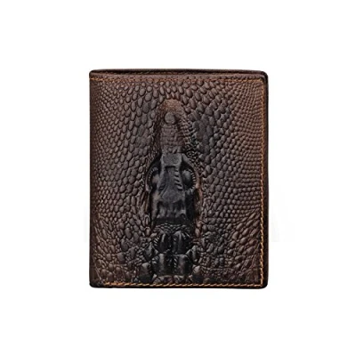 Imagen de Cartera de hombre marrón con tarjetero cocodrilo vertical