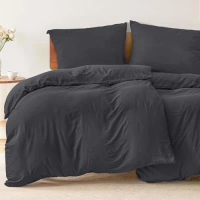 Imagen de 2 Funda nordicas Cama 135x200 cm con Almohada 80x80 Gris Oscuro de 100% Microfibra. Nordica Certificada sin Productos Químicos (Oeko Tex)