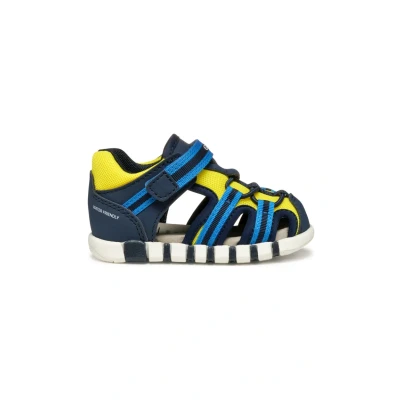 Imagen de Geox Sandalias de senderismo para niños, Talla: 18, Navy fluo yellow Zapatos