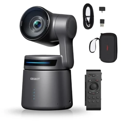 Imagen de OBSBOT Tail Air NDI 4K Streaming Webcam con Control remoto, Cámara PTZ Seguimiento AI, Aplicación Inteligente, por Gestos, HDMI/USB C/PoE/Inalámbrico, de Video para Iglesia/Deportes
