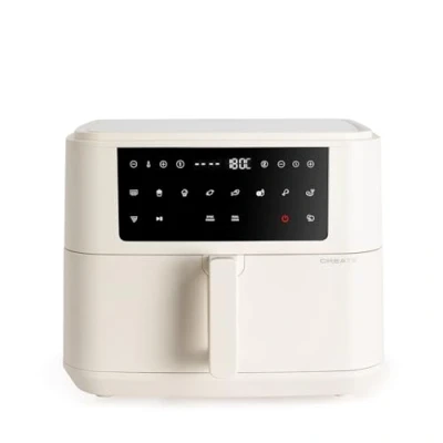 Imagen de CREATE/FRYER AIR DUAL/Freidora sin aceite 10 L Con separador blanco roto/Capacidad 7 8 raciones, Panel de control táctil multifunción, divisor alimentos, programas preinstalados, 2400W