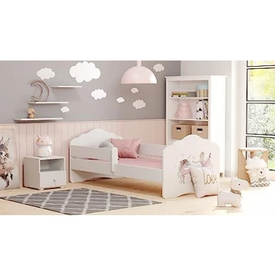 Imagen de KOBI Cama para Niños con Colchon FALA 160 x 80cm Camas Infantiles Blanco Niño Pequeña Niña Chica o Chico Muebles Habitación Juvenil Conjunto Completo