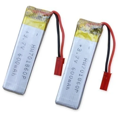 Imagen de YUNIQUE GREEN CLEAN POWER Batería Lipo Recargable 3.7V 600mAh para Drones RC Compatible con UDI U817, WLtoys V959, Syma X5C, JJRC 2 Piezas 65X17X8 mm 17,5 gr, Plata