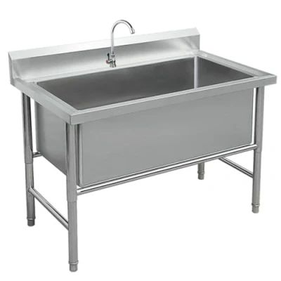 Imagen de fregadero independiente de acero inoxidable, utilitario, cocina comercial 1 compartimento, industrial, (47 pulgadas)