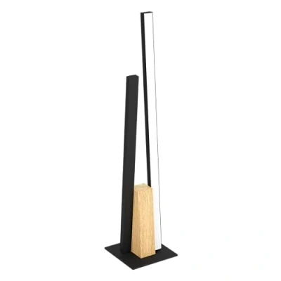 Imagen de EGLO LED lámpara de mesa Panagria, luminaria minimalista para noche, FSC100HB, liluminador aluminio, acero y madera en negro marrón, luz deco sala, blanca cálida