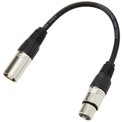 Imagen de PULSE PLS00347 Cable adaptador XLR macho de 3 pines a hembra 5 pines, 0,22 m, color negro