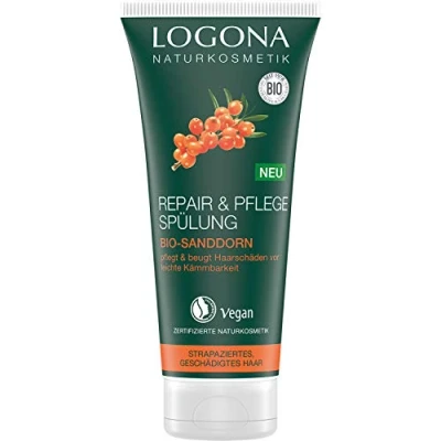 Imagen de LOGONA Naturkosmetik Repair &amp; Care Acondicionador de espino cerval mar orgánico, cuidado intesivo para cabello seco y dañado, reapriert, 200 ml
