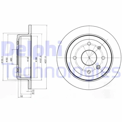 Imagen de DELPHI BG4194 Disco de freno 258 12 4 macizo aceitado sin procesar cojinete rueda, anillo sensor ABS