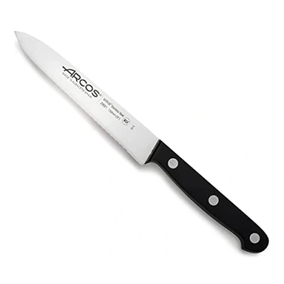 Imagen de Arcos Serie Universal Cuchillo Tomatero para Verduras Hoja de Acero Inoxidable NITRUM 130 mm Mango Polioximetileno (POM) Color Negro