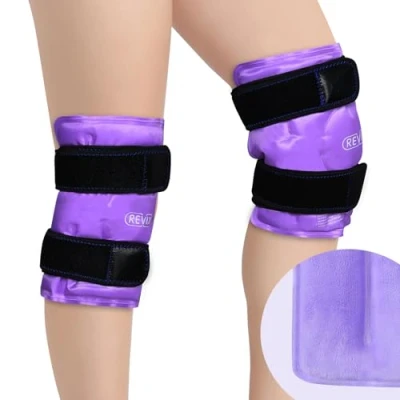 Imagen de REVIX Paquete de hielo rodilla para lesiones, reutilizable, envoltura gel artritis, meniscos y alivio del dolor crónico rodilla, cubierta felpa suave aplicación manos
