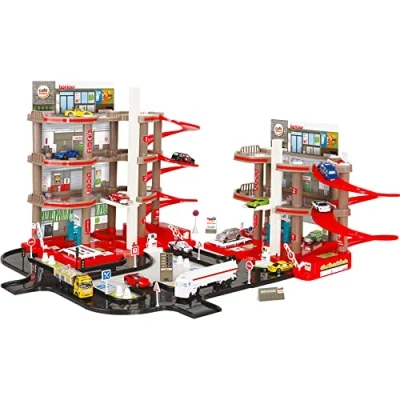 Imagen de Total Garage Super Garaje Completo Doble Parking y Estación Servicio con Circuitos 2 Metros, Multicolor, 102 x 101 44cm (Starlux 401001)