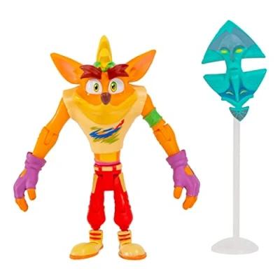 Imagen de BANDAI Crash Bandicoot Figuras de acción Retro con máscara Juguete 11 cm y Accesorios Soporte Verde, Morado, Rojo
