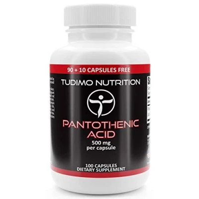 Imagen de Vitamina B5 Acido Pantotenico 500mg Capsulas 100 Cápsulas (3+ Meses de provisión), cada una con 500 mg Polvo Vit Ácido Pantoténico Suplemento (Pantothenic Acid)