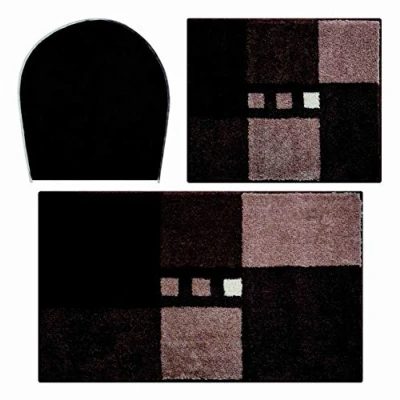 Imagen de Linea Due MERKUR Alfombra de Baño, Poliéster, Marrón, 40x50+50x80 cm, 3 Unidades