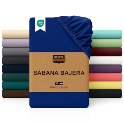 Imagen de Utopia Bedding Sabana Bajera 160x200 Azul Real Bolsillo Profundo Microfibra Cepillada (Cama 160)