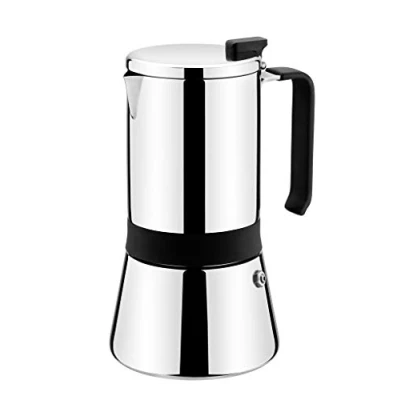 Imagen de MONIX Aroma Cafetera Italiana, 18/10, Inoxidable, Gris (Acero), 9.5 cm, 4 tazas