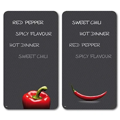 Imagen de Kesper 36525 Tablas para Cortar, Cristal, 2 Unidades, 52 x 30 0,9 centímetros, diseño de guindillas