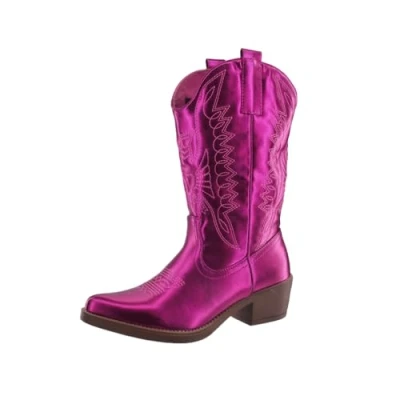 Imagen de Elara Botas de Vaquero Mujer Estilo Motero Chunkyrayan 301 A32 Fuxia PU 40