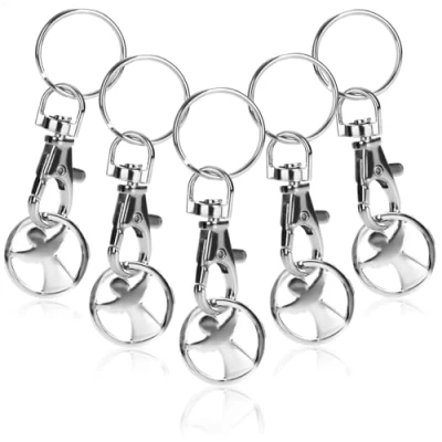 Imagen de com four® 5X llaveros de Metal con mosquetón y Chip Carro la Compra, Compra Desmontable como Amuleto Suerte para el Manojo Llaves (05 Piezas ángel)