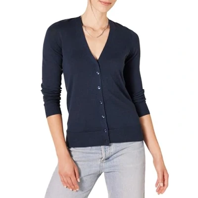 Imagen de Amazon Essentials Jersey Ligero con Cuello de Pico (Disponible en Tallas Grandes) Mujer, Azul Marino, M