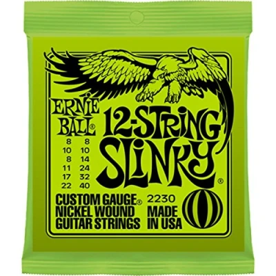Imagen de Ernie Ball Slinky Cuerdas para guitarra eléctrica de 12 cuerdas, entorchado níquel, calibre 8 40