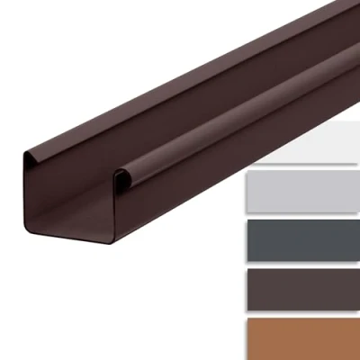 Imagen de INEFA canalón caja de plástico 200cm NW 68marrón oscuro Accesorios para canalones, canalones lluvia PVC, fácil instalación,made in Germany