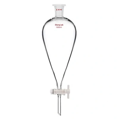 Imagen de StonyLab 1000 ml Embudo Separador, Separatory Funnel de Pared Pesada Vidrio Borosilicato con Juntas 24/40 y Tapón PTFE 1L (1 litro)