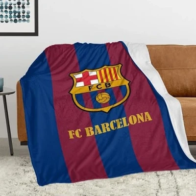 Imagen de Acotobo FC Barcelona manta de felpa suave y mullida, forro polar, para TV, sofá, microfibra, 127 x 152 cm