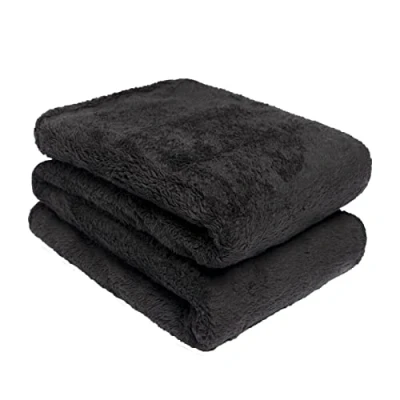 Imagen de Brentfords Manta de Forro Polar Peluche Grande para Cama, Supersuave, cálida, sofá Colcha, Color Negro, 150 x 200 cm