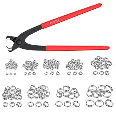 Imagen de Proster Abrazaderas de Manguera 150 PCS Diam6 31.6 mm Tubería Clip Collar 304 Acero Inoxidable Oreja Única Juego con Tenaza Resistente Fijación Tuberías y Mangueras