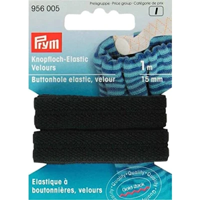 Imagen de Prym Elastic Buttonhole, Poliamida, Black, 15 mm