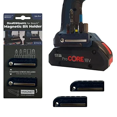 Imagen de StealthMounts Bosch Soporte magnético para brocas Organizador de perfecto taladros e impactos (paquete 2), color azul