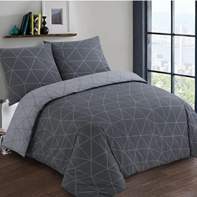 Imagen de VISION Ropa de Cama Reversible Hugo Antracita/Gris Funda nórdica 260 x 240 cm con 2 Fundas Almohada para Doble 100% algodón