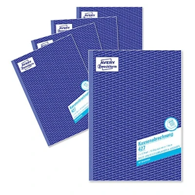 Imagen de AVERY Zweckform 427 5 Cuentas de efectivo (A4, 2 x 50 hojas, 1 hoja papel azul, columna IVA para ingresos y gastos, verificada por expertos legales, DE/AT, contabilidad adecuada),