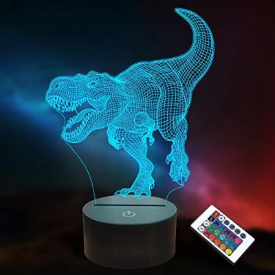 Imagen de Dinosaurio 3D Lámpara de ilusión óptica LED Luces nocturnas para Niños Niñas Regalos