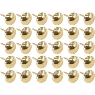 Imagen de Mgoodoo 100 uñas de tapicería latón vintage para muebles uñas, decoración antigua, bronce, tapicería, decorativas, chinchetas redondas cabeza grande, 11x17 mm