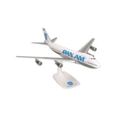 Imagen de Herpa Snap Fit Modelo de avión Pan Am Boeing 747 100, Miniatura a Escala 1:250, Pieza colección, con Soporte, plástico