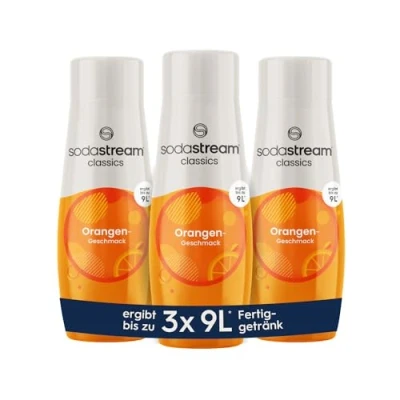 Imagen de SodaStream 3 jarabes de naranja, 1 botella 9 litros bebida preparada, preparado en segundos y siempre fresco, x 440 ml