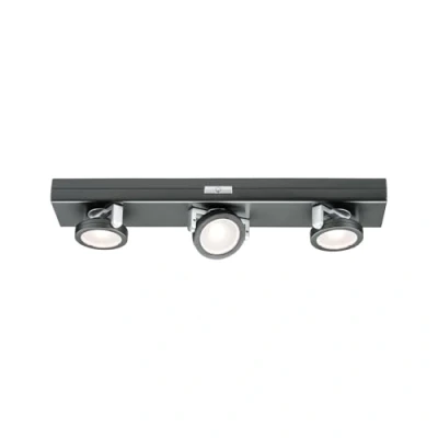Imagen de Paulmann 70636 Luminaria para Muebles LED Rotate, 3 Spots Incl. 3x0,2 W, Regulable, lámpara de Armario, Antracita, Cromo Mate, luz, plástico, 3000 K Integriert, 0.6 W